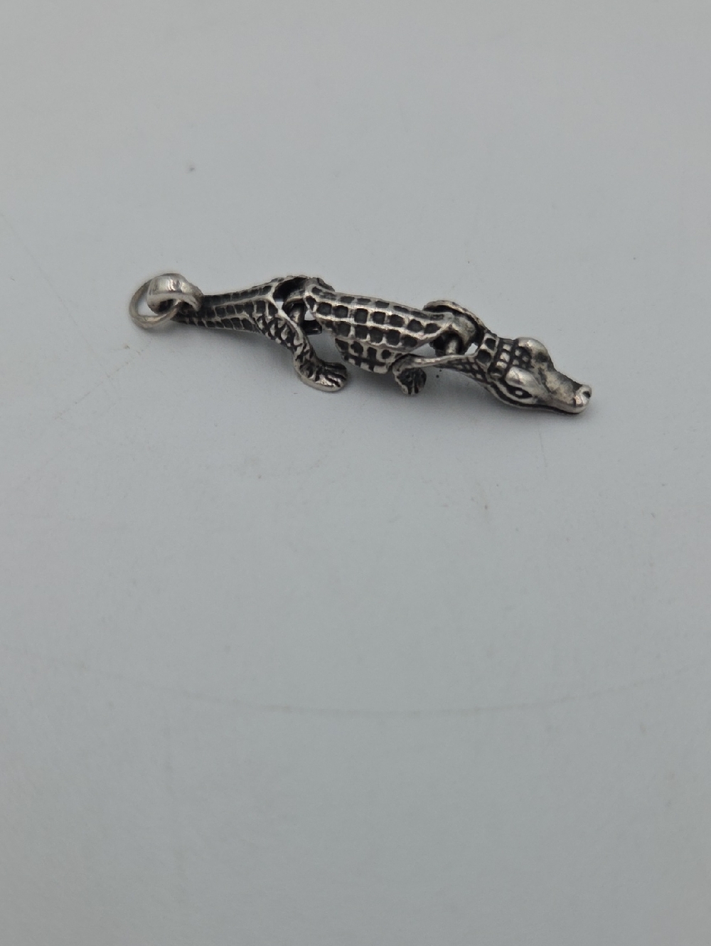 Articulated Sterling Silver Crocodile Pendant Charm
